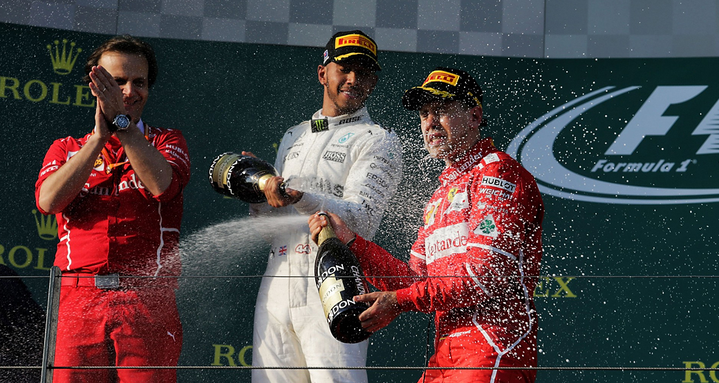 Australian-Grand-Prix-2017-Vettel-Hamilton-Podium-Champagne-Spray