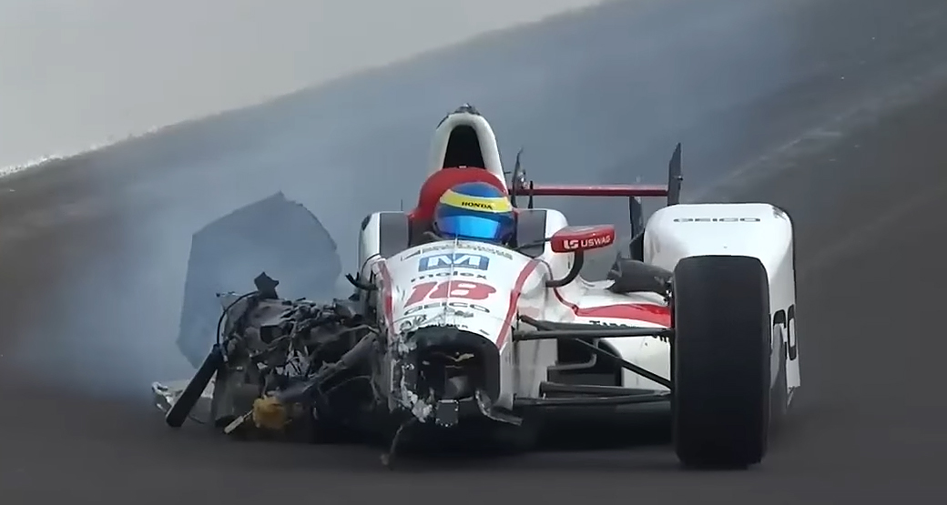 Indy500-Sebastian-Bourdais-Crash-Qualifying