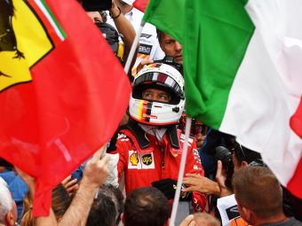 Sebastian Vettel waves Italian Flag, celebrates 50th win at 2018 Canadian Grand Prix