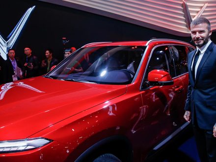 Sir David Beckham, posing, Vinfast, 2018 Paris motorshow, dailycarblog