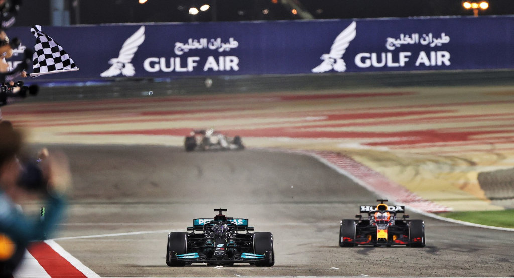2021 Bahrain Grand Prix - Lewis Hamilton Chequered Flag