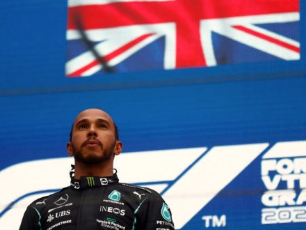 2021 Russian Grand Prix - Race Start - Lewis Hamilton stands aloft - Dailycarblog