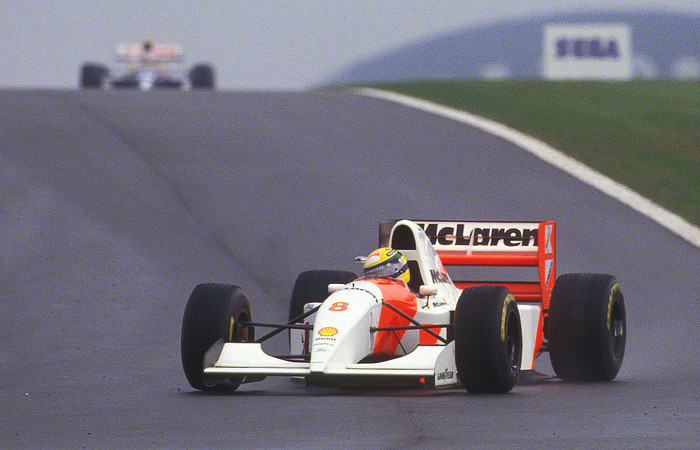 Senna leading the 1993 European Grand Prix