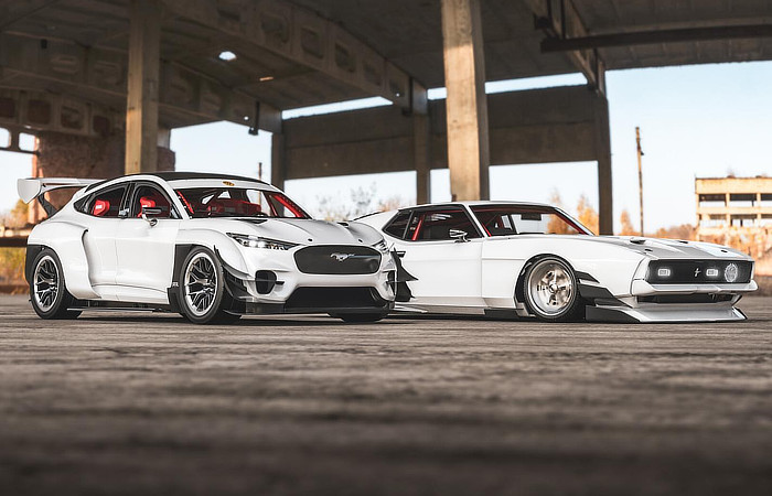 Ford Mustang Mach 1 and Mustang Mach E Widebody - Together