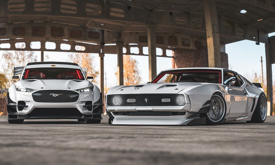 Ford Mustang Mach 1 and Mustang Mach E Widebody - Together