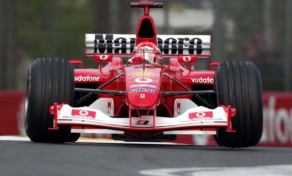 Michael Schumacher driving his 2003 spec Ferrari 2003-GA