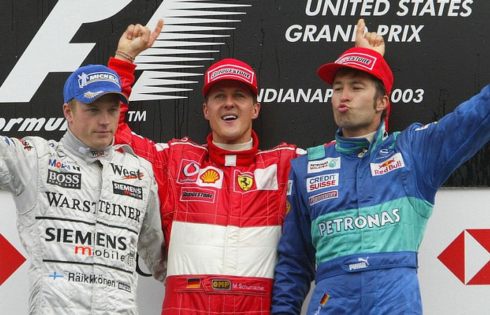 Schumacher wins the 2003 USA GP - Podium celebrations