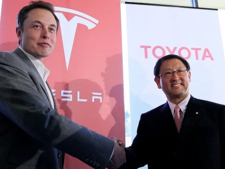Toyota and Tesla CEO shake hands - when good times go bad
