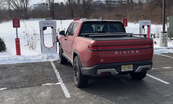 Using A Tesla Supercharger To Charge A Rivian R1 Just Got Real