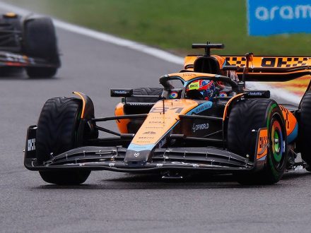 McLaren MCL60 leading the Belgian Grand Prix Sprint Race