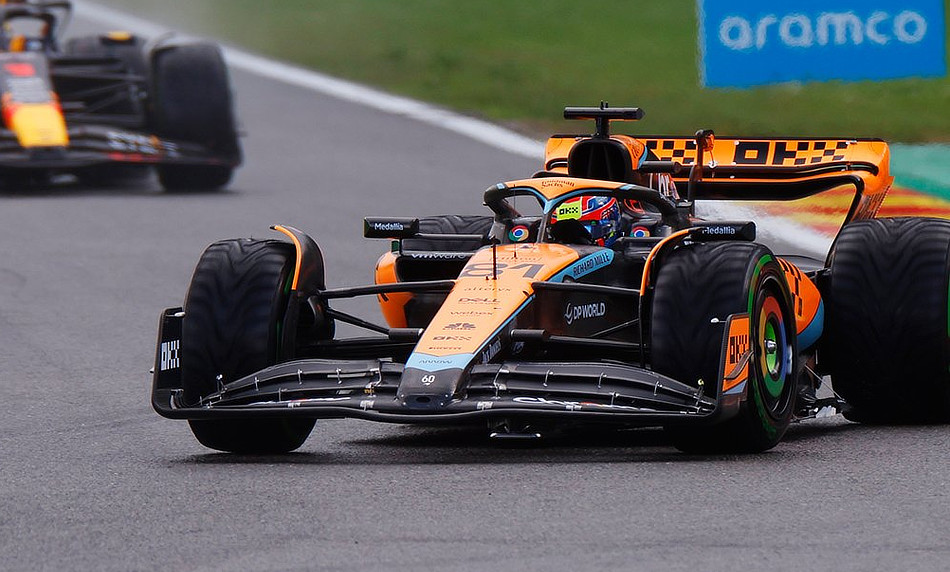 McLaren MCL60 leading the Belgian Grand Prix Sprint Race