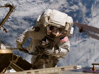 Sunita WIlliams, NASA Flight Engineer performing a space walk on the international Space Station.