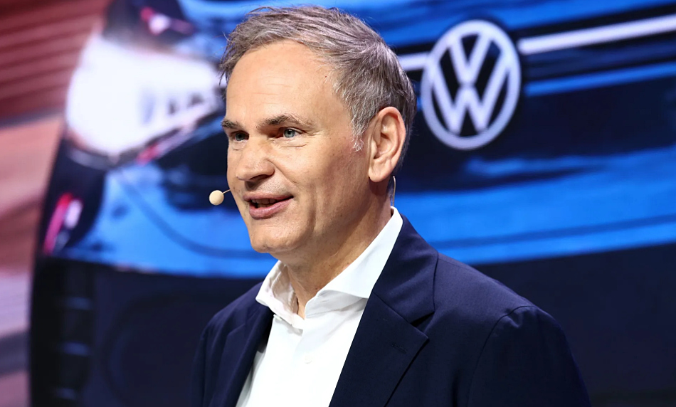 VW CEO - Oliver Blume on stage talking nonsense