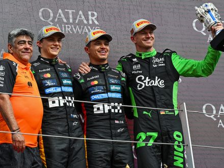 2025 British Grand Prix - Winners Podium - Nico Hulkenburg Celebrates
