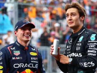 Max Verstappen all smiles at George Russell's fate