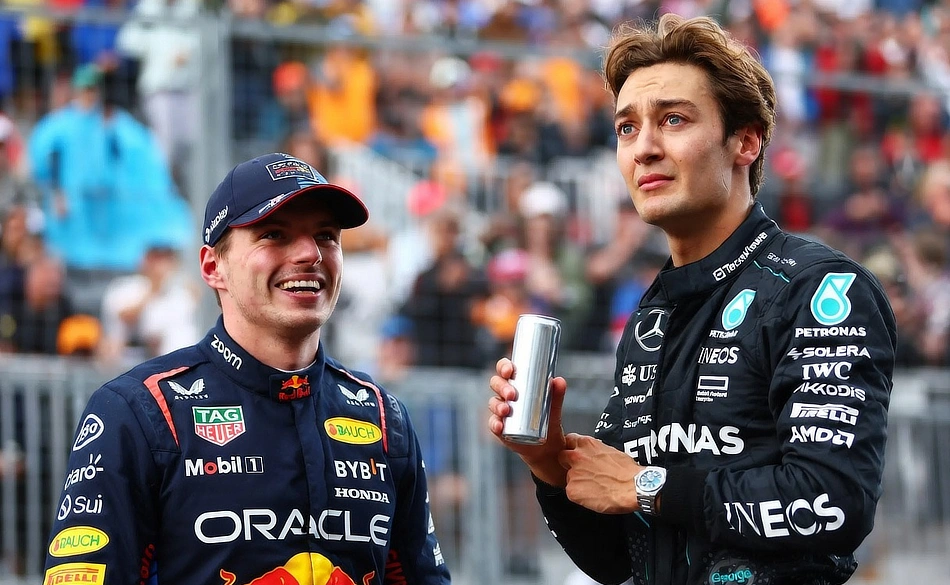 Max Verstappen all smiles at George Russell's fate