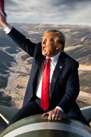 President Trump - Dr Strangelove - sitting on nuclear bomb
