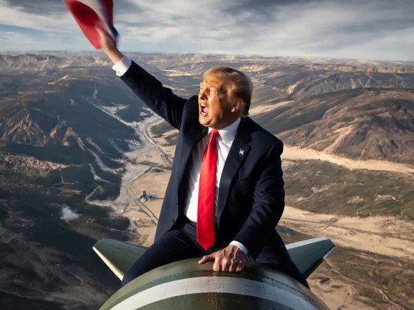 President Trump - Dr Strangelove - sitting on nuclear bomb