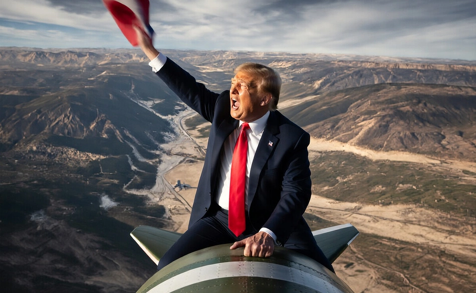 President Trump - Dr Strangelove - sitting on nuclear bomb