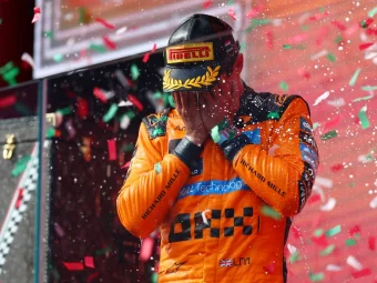 2026 Hungarian Grand Prix - Lando Norris celebrating on the podium