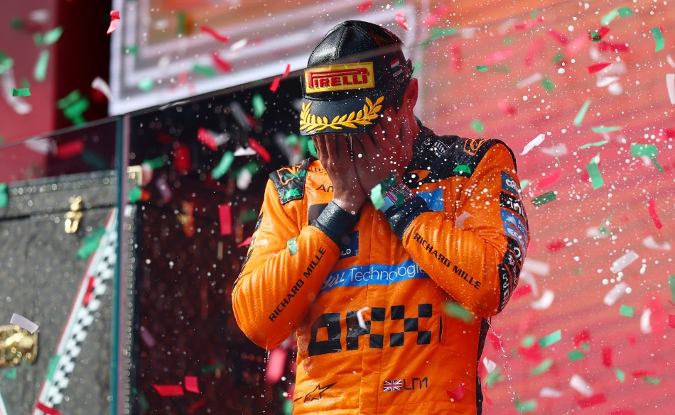 2026 Hungarian Grand Prix - Lando Norris celebrating on the podium