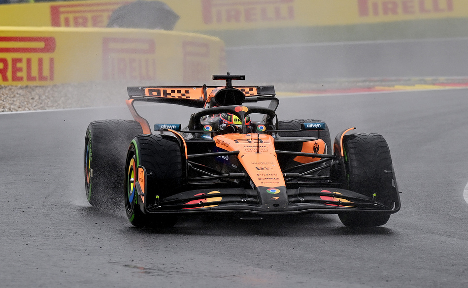 Oscar Pastry leading the 2025 Belgian Grand Prix