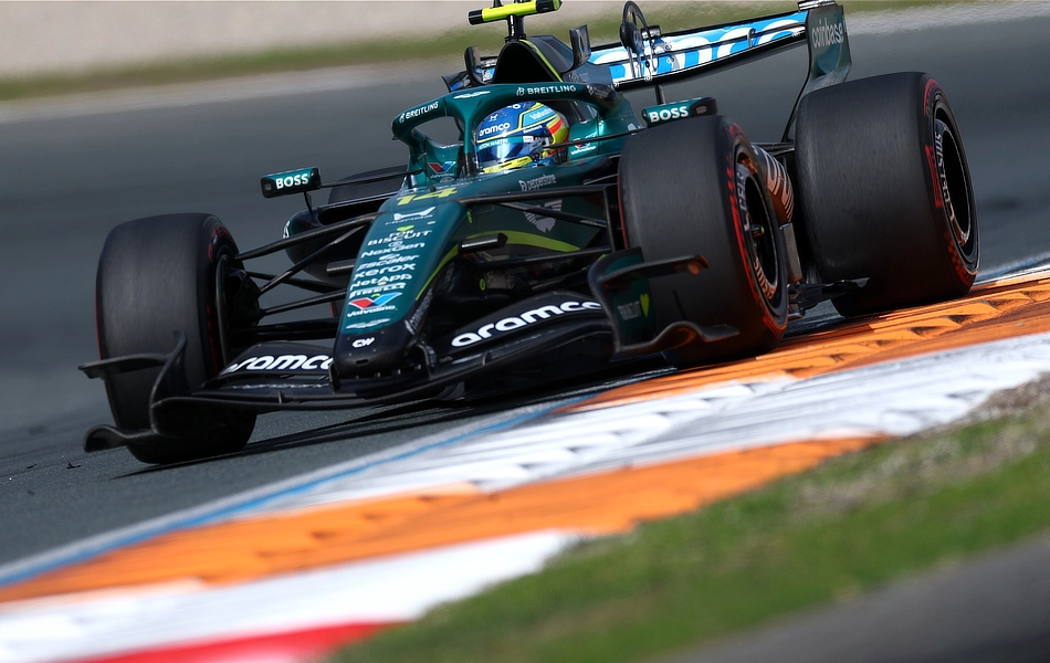 Fernando Alonso driving the AMR26 at the 2026 Dutch Grand Prix