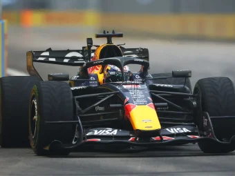 Max Verstappen during the 2026 Singapore Grand Prix qualifying where he secures pole position