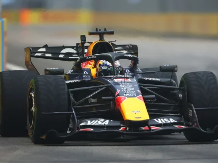 Max Verstappen during the 2026 Singapore Grand Prix qualifying where he secures pole position